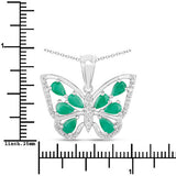 1.91 Carat Genuine Emerald and White Zircon .925 Sterling Silver Pendant