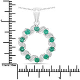 1.10 Carat Genuine Emerald and White Topaz .925 Sterling Silver Pendant