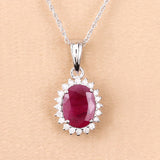 1.60 Carat Genuine Ruby and White Diamond 10K White Gold Pendant