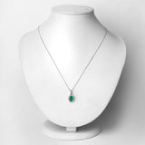 1.36 Carat Genuine Zambian Emerald and White Diamond 10K White Gold Pendant
