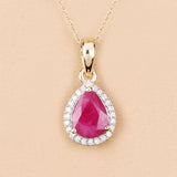 1.55 Carat Genuine Ruby and White Diamond 10K Yellow Gold Pendant
