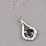1.24 Carat Genuine Blue Sapphire and White Diamond 10K White Gold Pendant