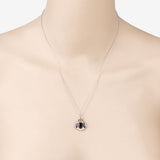 1.24 Carat Genuine Blue Sapphire and White Diamond 10K White Gold Pendant