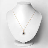 1.71 Carat Genuine Blue Sapphire and White Diamond 10K Yellow Gold Pendant