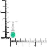 0.64 Carat Genuine Zambian Emerald and White Diamond 10K White Gold Pendant