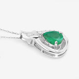 1.18 Carat Genuine Zambian Emerald and White Diamond 10K White Gold Pendant