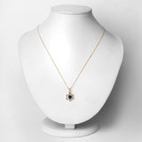0.94 Carat Genuine Blue Sapphire and White Diamond 14K Yellow Gold Pendant