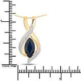 2.27 Carat Genuine Blue Sapphire and White Diamond 14K Yellow Gold Pendant
