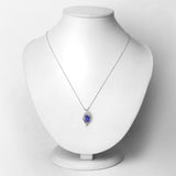 1.73 Carat Genuine Tanzanite and White Diamond 14K White Gold Pendant