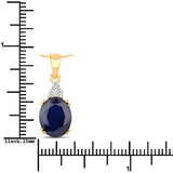 4.41 Carat Genuine Blue Sapphire and White Diamond 14K Yellow Gold Pendant