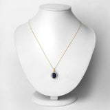 4.63 Carat Genuine Blue Sapphire and White Diamond 14K Yellow Gold Pendant