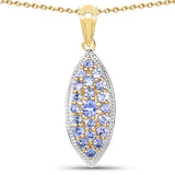 14K Yellow Gold Plated 1.56 Carat Genuine Tanzanite .925 Sterling Silver Pendant