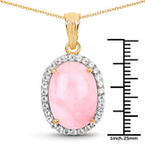 14K Yellow Gold Plated 11.75 Carat Genuine Opal Pink and White Topaz .925 Sterling Silver Pendant