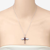 2.29 Carat Genuine Garnet and White Topaz .925 Sterling Silver Pendant