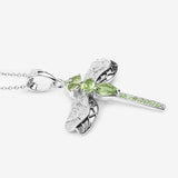 1.98 Carat Genuine Peridot and White Topaz .925 Sterling Silver Pendant