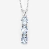0.95 Carat Genuine Aquamarine and White Diamond .925 Sterling Silver Pendant