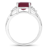 4.49 Carat Glass Filled Ruby and White Topaz .925 Sterling Silver Ring