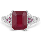 4.49 Carat Glass Filled Ruby and White Topaz .925 Sterling Silver Ring