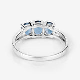 1.35 Carat Genuine London Blue Topaz and White Diamond .925 Sterling Silver Ring