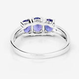 1.11 Carat Genuine Tanzanite and White Diamond .925 Sterling Silver Ring
