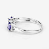 1.11 Carat Genuine Tanzanite and White Diamond .925 Sterling Silver Ring
