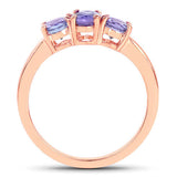 18K Rose Gold Plated 0.90 Carat Genuine Tanzanite .925 Sterling Silver Ring