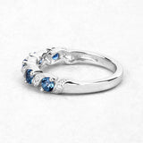 0.74 Carat Genuine London Blue Topaz and White Topaz .925 Sterling Silver Ring