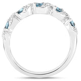 0.74 Carat Genuine London Blue Topaz and White Topaz .925 Sterling Silver Ring