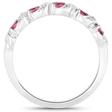 0.64 Carat Genuine Pink Tourmaline and White Topaz .925 Sterling Silver Ring
