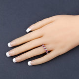 0.69 Carat Genuine Ruby and White Topaz .925 Sterling Silver Ring