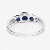 1.08 Carat Genuine Blue Sapphire and White Diamond 14K White Gold Ring
