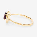 0.59 Carat Genuine Garnet and White Diamond 10K Yellow Gold Ring