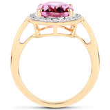 5.70 Carat Genuine Pink Topaz and White Diamond 14K Yellow Gold Ring