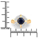1.71 Carat Genuine Blue Sapphire and White Diamond 10K Yellow Gold Ring
