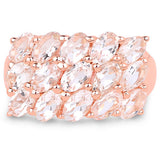 18K Rose Gold Plated 3.30 Carat Genuine Morganite .925 Sterling Silver Ring