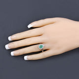 1.22 Carat Genuine Zambian Emerald and White Diamond 10K White Gold Ring