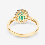 1.34 Carat Genuine Zambian Emerald and White Diamond 10K Yellow Gold Ring