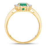 1.34 Carat Genuine Zambian Emerald and White Diamond 14K Yellow Gold Ring