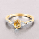 0.48 Carat Genuine Citrine and White Diamond 10K Yellow Gold Ring