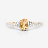 0.48 Carat Genuine Citrine and White Diamond 10K Yellow Gold Ring