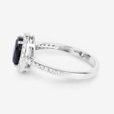 1.82 Carat Genuine Blue Sapphire and White Diamond 14K White Gold Ring