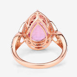5.34 Carat Genuine Morganite and White Diamond 14K Rose Gold Ring