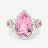 5.34 Carat Genuine Morganite and White Diamond 14K Rose Gold Ring