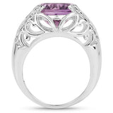 8.24 Carat Genuine Amethyst and White Topaz .925 Sterling Silver Ring