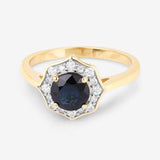 1.34 Carat Genuine Blue Sapphire and White Diamond 10K Yellow Gold Ring