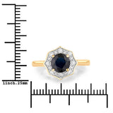 1.34 Carat Genuine Blue Sapphire and White Diamond 10K Yellow Gold Ring