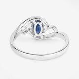 0.98 Carat Genuine Blue Sapphire and White Diamond 10K White Gold Ring