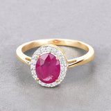 1.83 Carat Genuine Ruby and White Diamond 14K Yellow Gold Ring