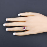 1.38 Carat Genuine Ruby and White Diamond 14K Yellow Gold Ring