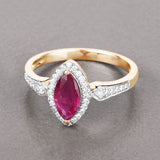 0.96 Carat Genuine Ruby and White Diamond 14K Yellow Gold Ring